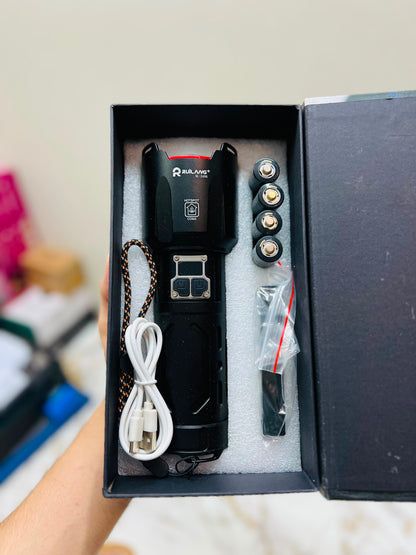 Ruilang RL-2406 Multifunction LED Flashlight with Digital Display | 18650 X4 Lithium Battery