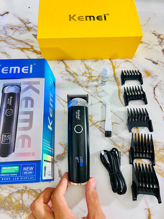 KEMEI KM-2294 Metal Body Digital Display Hair Trimmer – 7800RPM with 4mm, 8mm, 12mm,Combs 16mm & 20mm