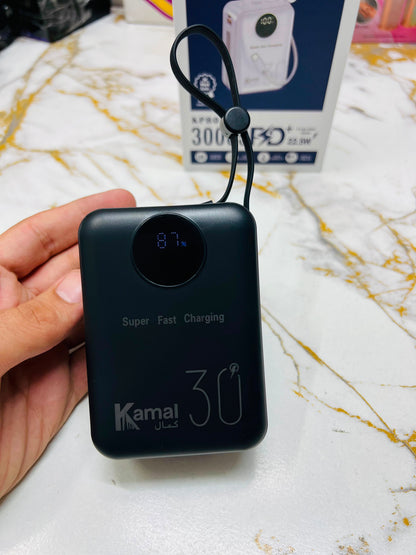 Kamal KPB-035 30000mAh Power Bank – 22.5W Fast Charging, LED Display & 2 Cables