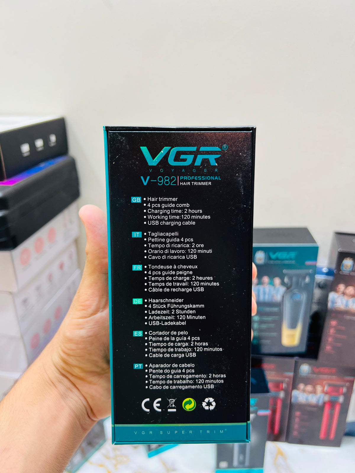 VGR V-982 Voyager Professional Hair Trimmer – T-Blade, LED Display|🇦🇷ARGENTINA LOT