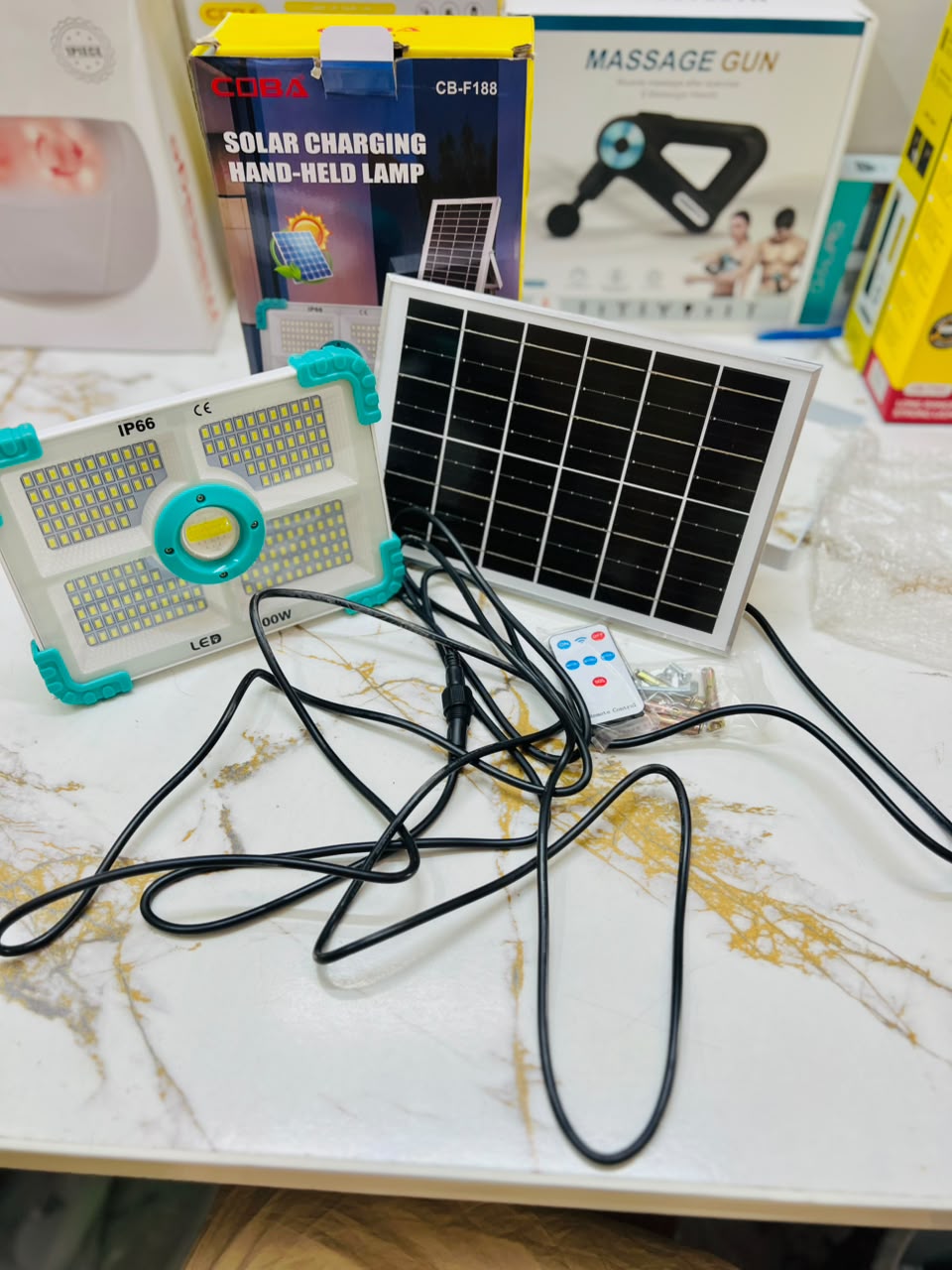 COBA CB-F188 100W Solar LED Light – Remote Control Emergency Light for Home, Car & Outdoor Use