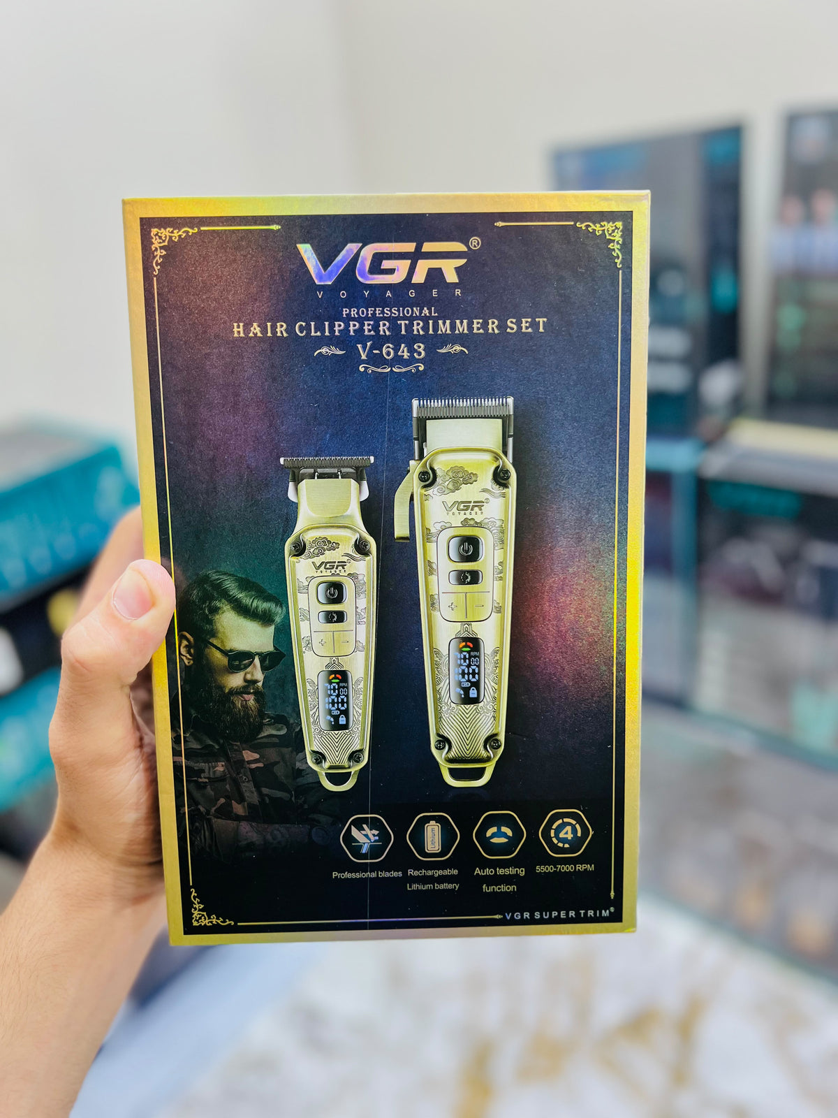 VGR Voyager V-643 Professional Hair Clipper & Trimmer Set – 5500–7000 RPM, & Auto Testing Function|🇦🇷ARGENTINA LOT