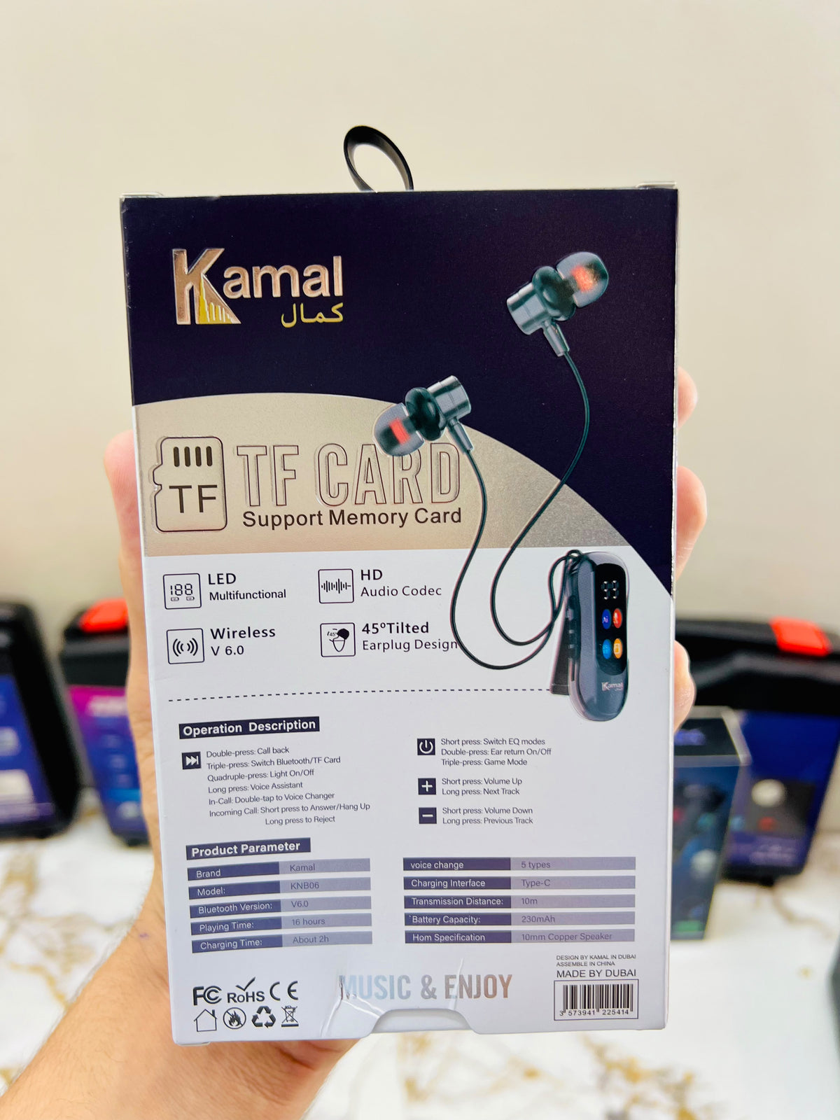 Kamal Magnetic KNB06 Wireless Earphones – 5 Voice Changer Modes, Singing Mode, TF Card & Hearing Protection