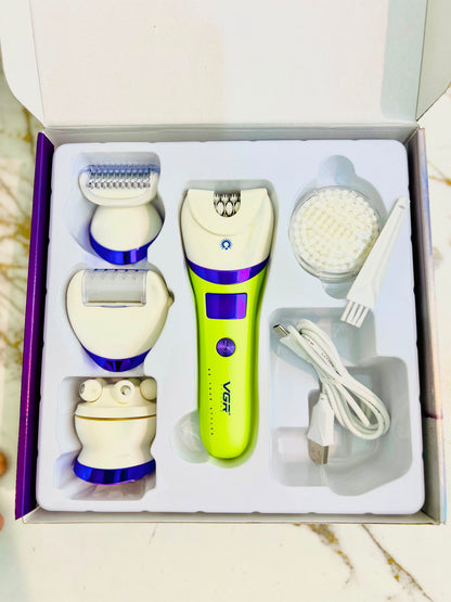 VGR V-759 5-in-1 Women’s Lady Care Grooming Set – Epilator, Facial Cleanser, Callus Remover & Body Trimmer Kit