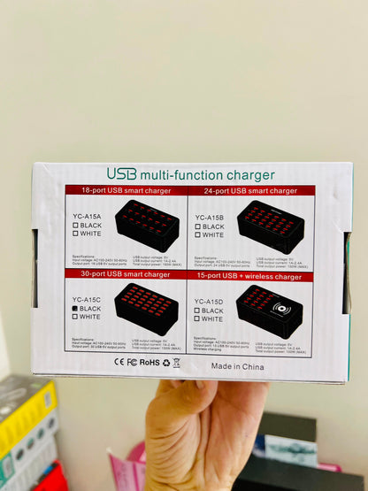 30-Port USB Smart Charging Station | Fast Multi-Device Charger 100-240V AC | 5V USB Charging Hub