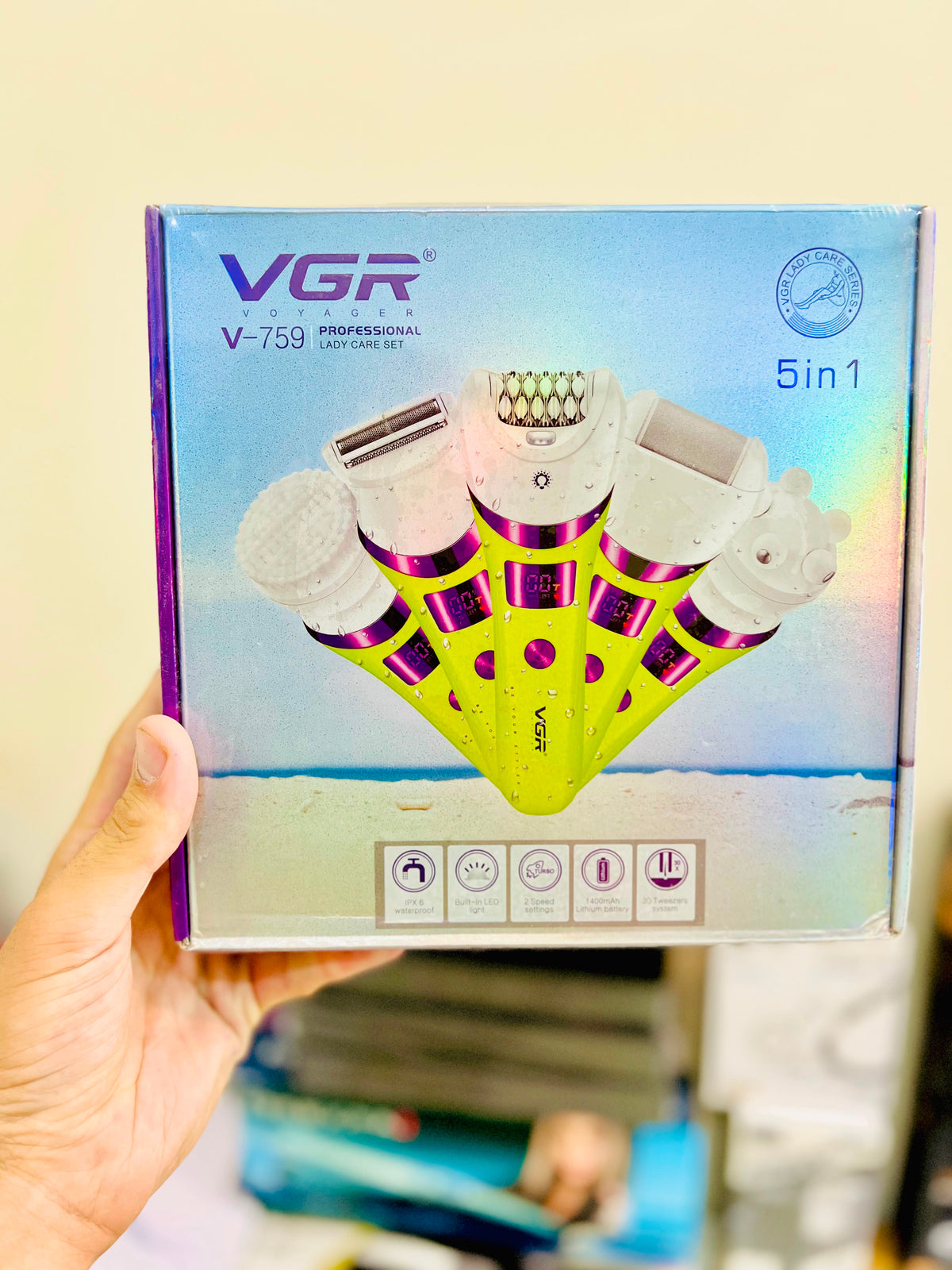 VGR V-759 5-in-1 Women’s Lady Care Grooming Set – Epilator, Facial Cleanser, Callus Remover & Body Trimmer Kit