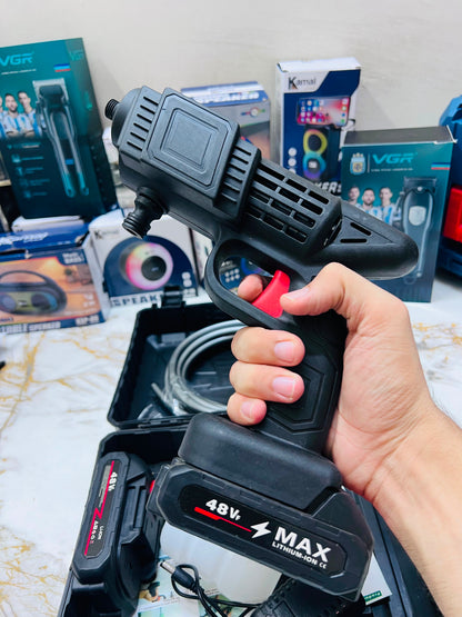 Cordless Car Wash Spray Gun with 2×48V Lithium Batteries – High Pressure Foam Jet Washer with Charger & Soap Bottle | AwamiImport.com