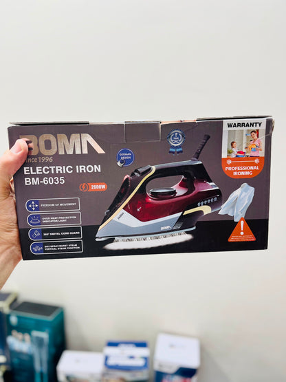 BOMA BM-6035 2600W Steam Iron – German Design with Vertical Steam & Overheat Protection