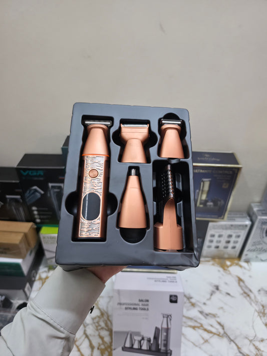 Imported Professional Salon Grooming Kit 5 in 1 LK-881 | Hair, Beard, Face & Body Grooming Machine
