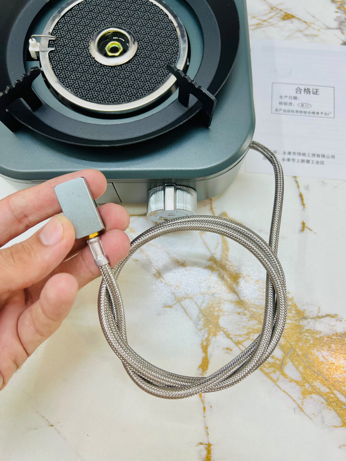 Imported Portable Outdoor Camping Gas Stove with Carry Bag – External LPG Cylinder | gbt 38522 | Adjustable Flame