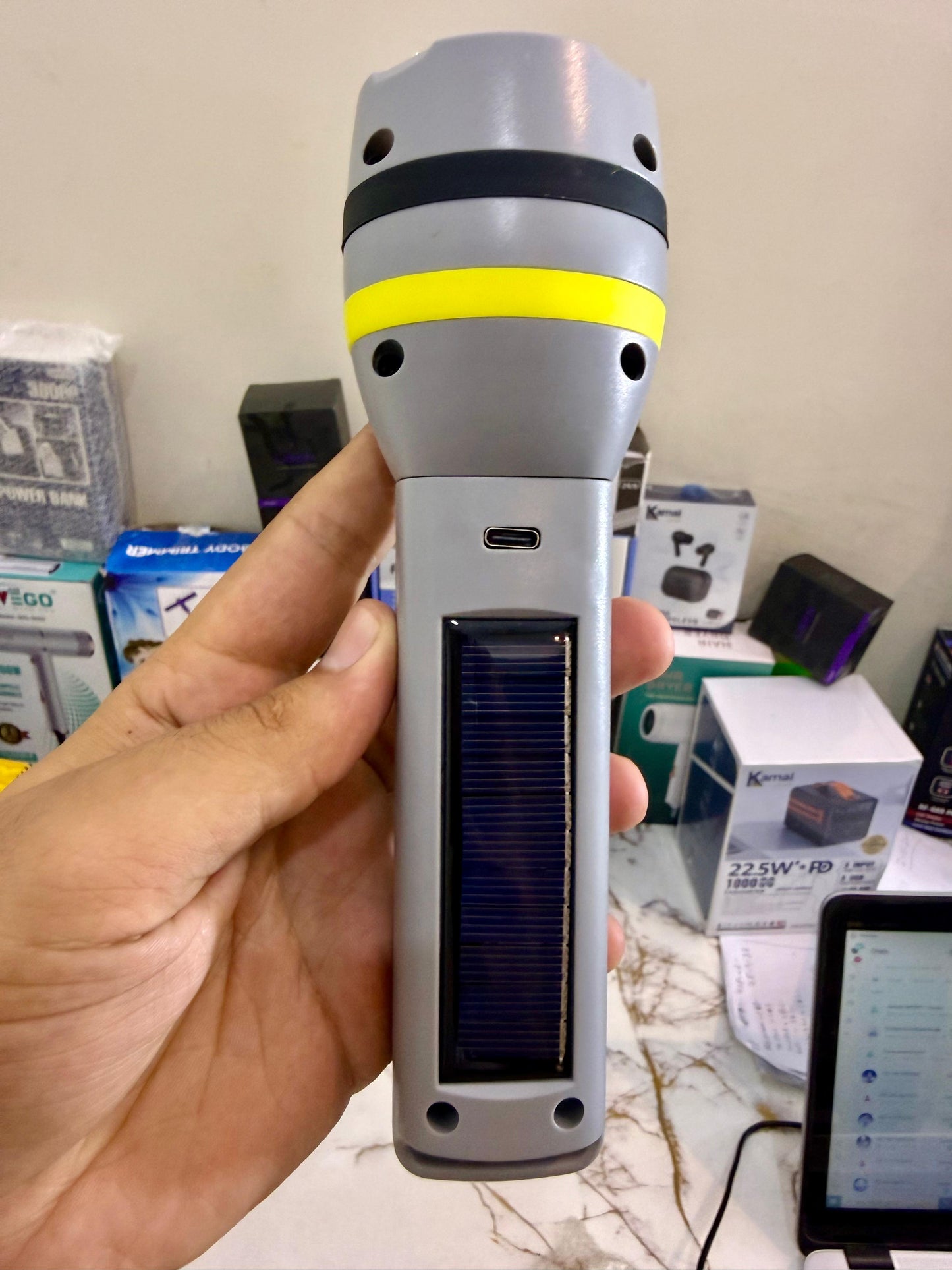 Dual Light Source Torch CH-24084 – Rechargeable High Power Flashlight with Battery Display & Side Light