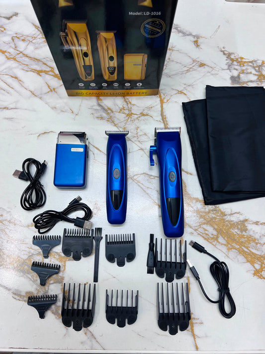 Professional  3 in 1 Hair Clipper –LD-1016- Powerful Li-Ion Battery, Multi-Gear Adjustment & Low-Noise Guide Comb
