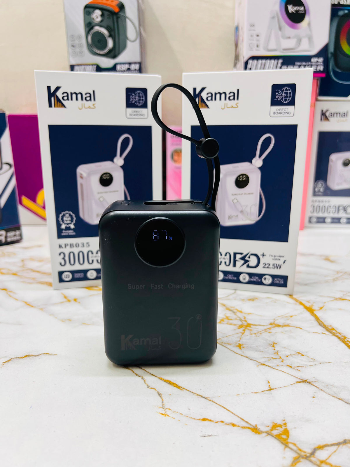 Kamal KPB-035 30000mAh Power Bank – 22.5W Fast Charging, LED Display & 2 Cables