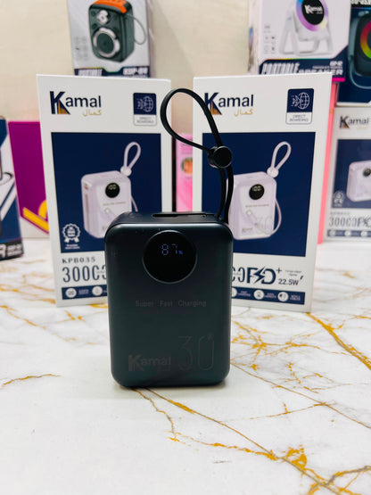 Kamal KPB-035 30000mAh Power Bank – 22.5W Fast Charging, LED Display & 2 Cables