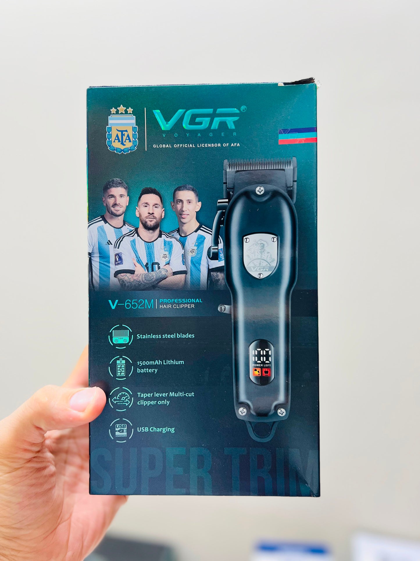VGR V-652M Professional Hair Clipper – Stainless Steel Blade, 1500mAh Battery|🇦🇷ARGENTINA LOT