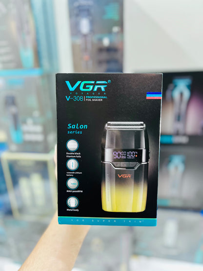 VGR V-308 Professional Foil Shaver – 3-Speed Double Titanium Foil, 9000 RPM Metal Body|🇦🇷ARGENTINA LOT