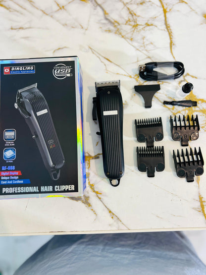 DINGLING RF-668 Digital Display Hair Clipper – Professional Rechargeable Trimmer with 5 Cutting Lengths & Lithium Battery