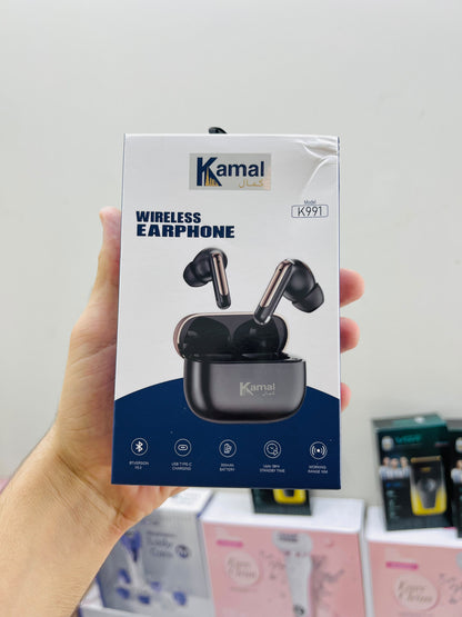 Kamal K-991 Wireless Earphones – 38H Standby, 300mAh Battery & Bluetooth 5.3 Stereo Earbuds
