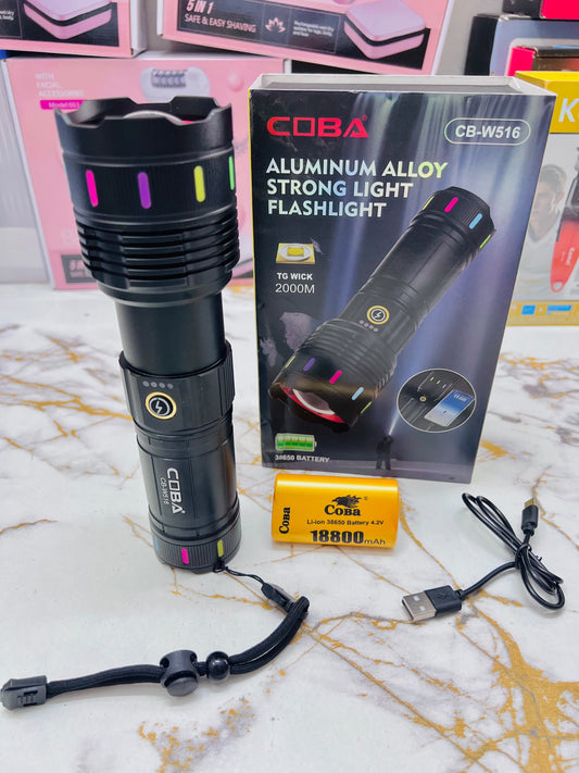 COBA TG WICK W516 Flashlight – 2000M Long-Range Torch, Aluminium Alloy Body & Lithium Battery