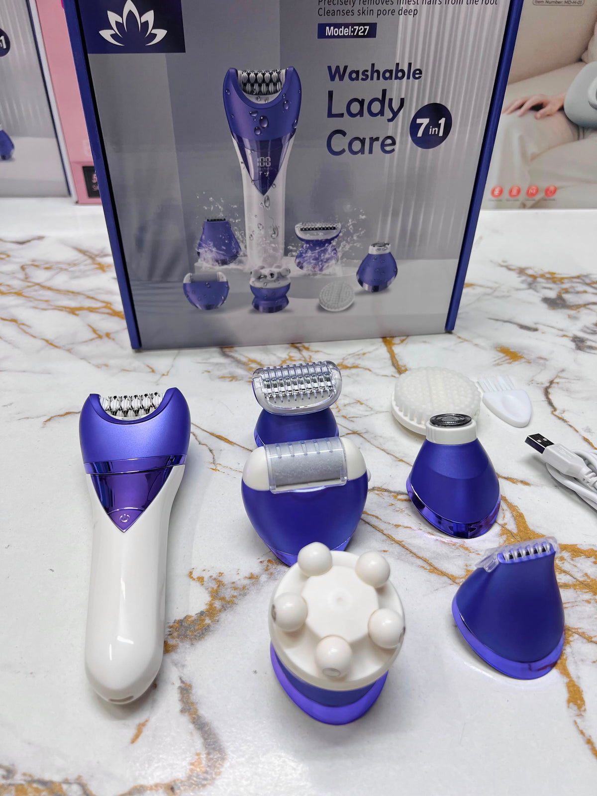 Washable Lady Care Set 7-in-1 M-727 – Lady Shaver, Callus Remover, Massager & Bikini Trimmer