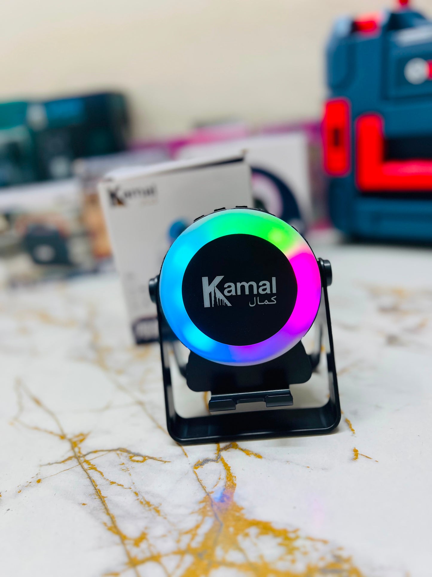 Kamal Portable Speaker KSP-02 – 360° Rotating Powerful Sound with LED Light