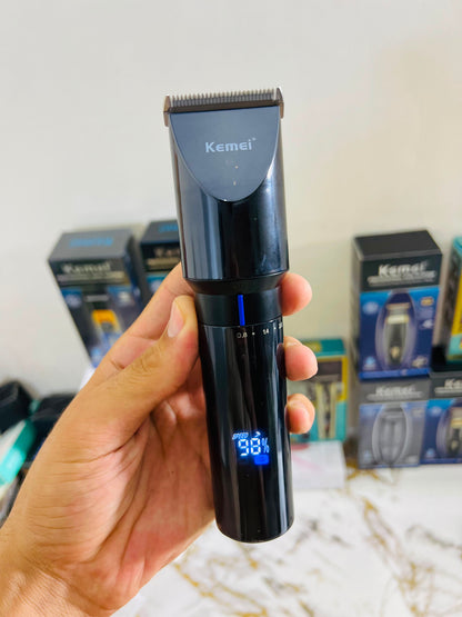 KEMEI KM3293 Metal Body Digital Display Hair Trimmer – 6800RPM with 3mm, 6mm, 9mm & 12mm Guide Combs