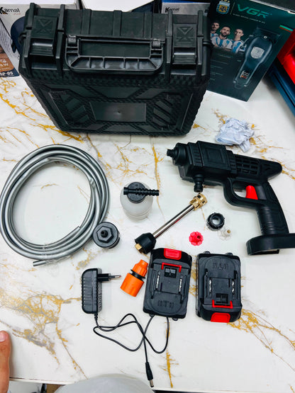 Cordless Car Wash Spray Gun with 2×48V Lithium Batteries – High Pressure Foam Jet Washer with Charger & Soap Bottle | AwamiImport.com