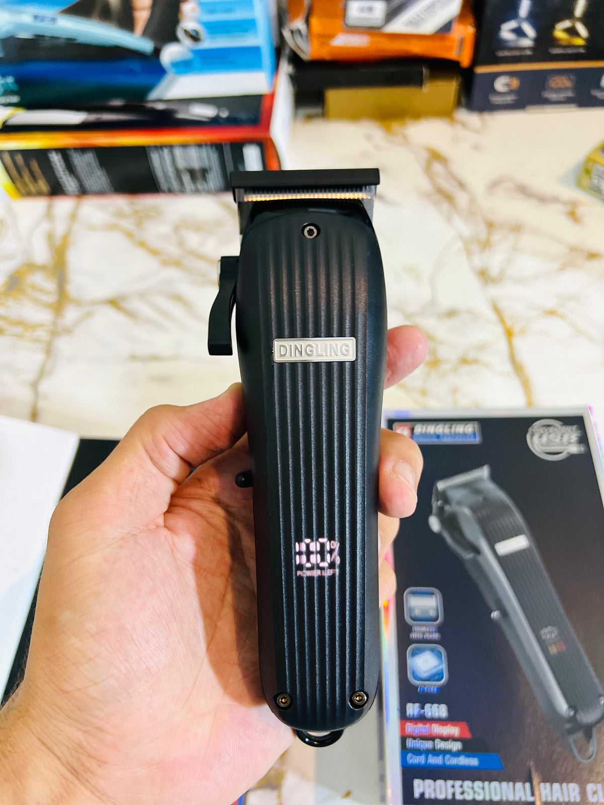 DINGLING RF-668 Digital Display Hair Clipper – Professional Rechargeable Trimmer with 5 Cutting Lengths & Lithium Battery