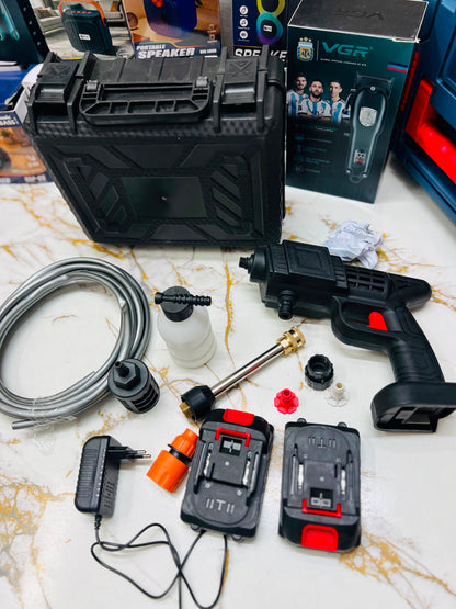 Cordless Car Wash Spray Gun with 2×48V Lithium Batteries – High Pressure Foam Jet Washer with Charger & Soap Bottle | AwamiImport.com