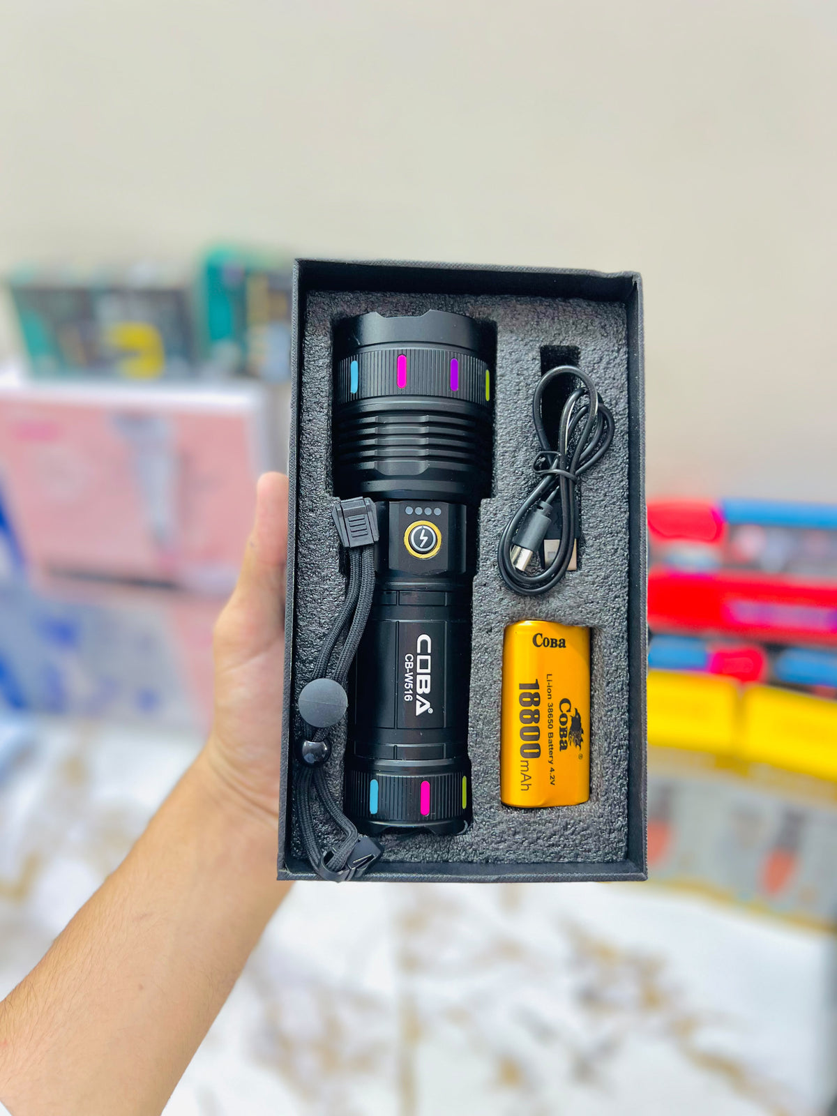 COBA TG WICK W516 Flashlight – 2000M Long-Range Torch, Aluminium Alloy Body & Lithium Battery