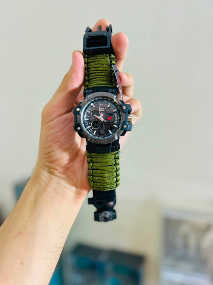 Russian G-3 Yuzex 6-in-1 Outdoor Survival Paracord Watch – Waterproof Military Survival Bracelet with Compass, Fire Starter & Whistle