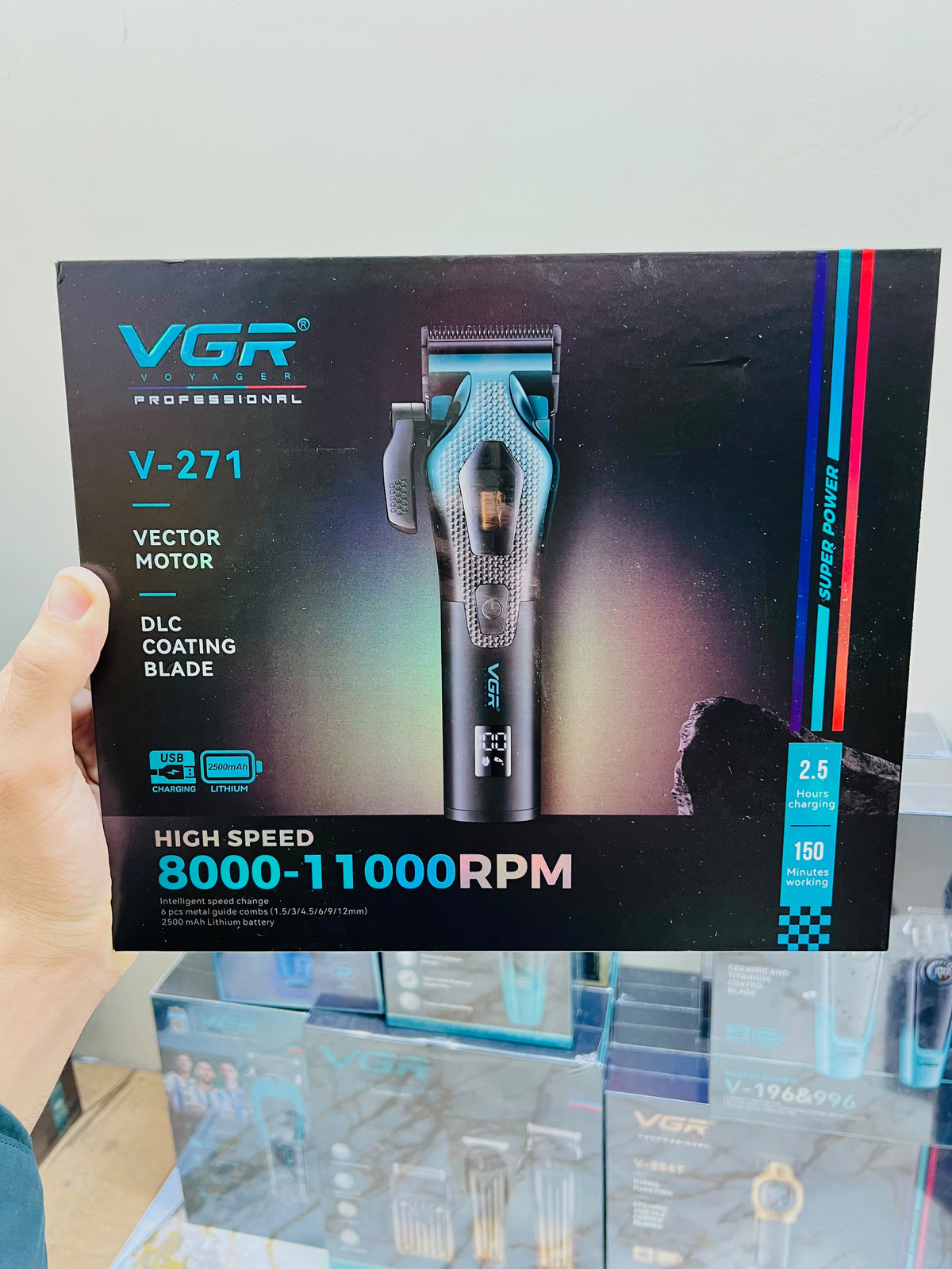 VGR Voyager Professional V-271 Hair Clipper – 11000 RPM Vector Motor with DLC Coated Blade & 2500mAh Battery|🇦🇷ARGENTINA LOT