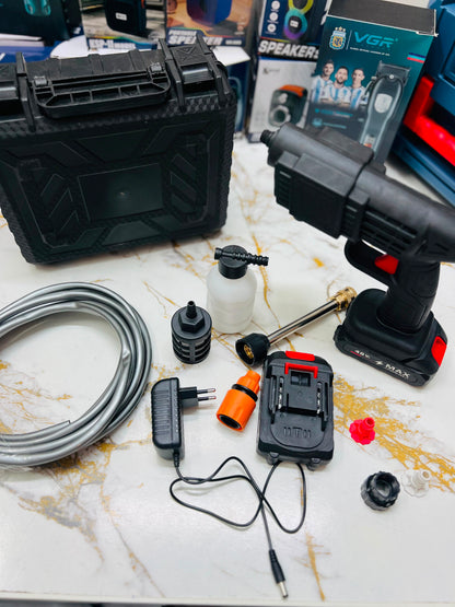 Cordless Car Wash Spray Gun with 2×48V Lithium Batteries – High Pressure Foam Jet Washer with Charger & Soap Bottle | AwamiImport.com