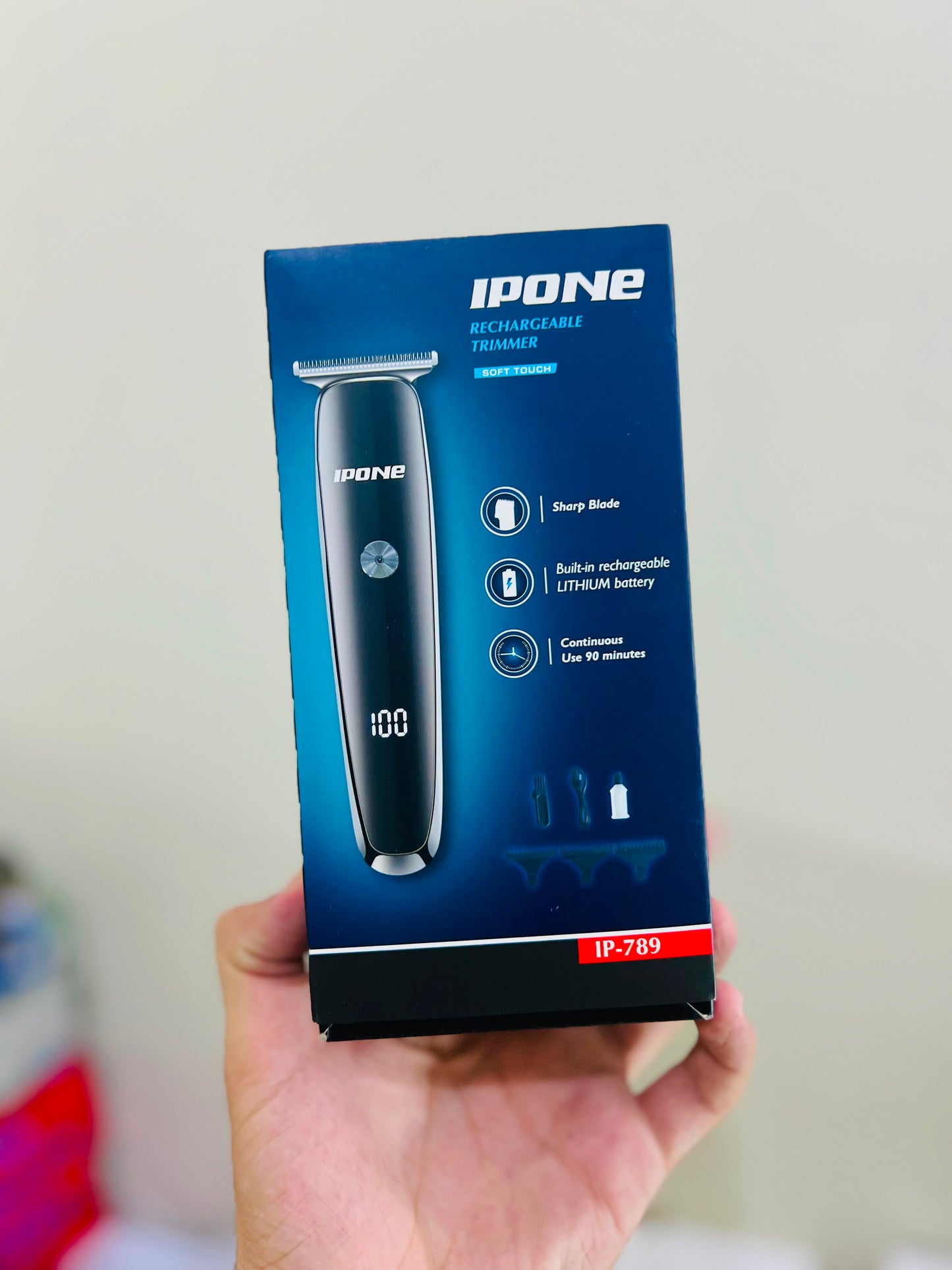 IPONE Rechargeable Trimmer – Digital Display | 90 Min Cordless Power | IP-789
