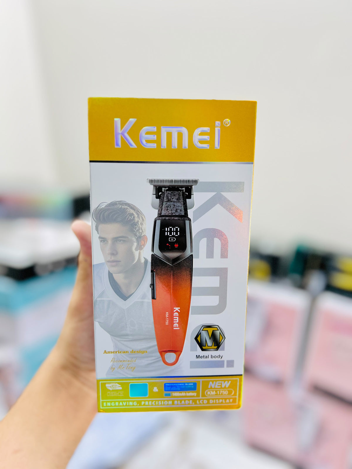 Imported Kemei KM-1750 Professional Trimmer – Metal Body, American Design & LCD Display