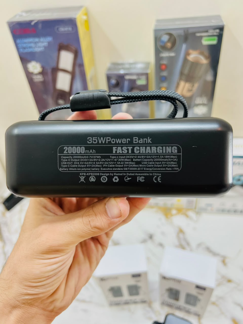 KAMAL KPB 2006 20000mAh Power Bank – 35W PD Fast Charging with 2 Cables