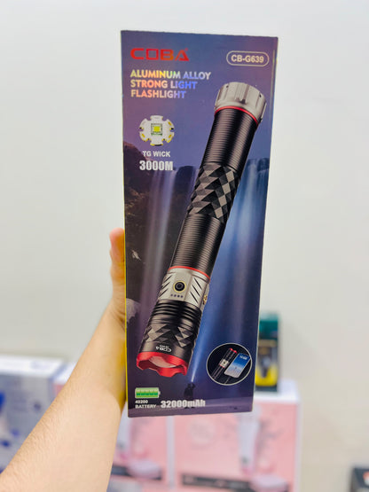 COBA 3000M Powerful LED Flashlight – Aluminum Alloy Torch with 32000mAh Lithium Battery