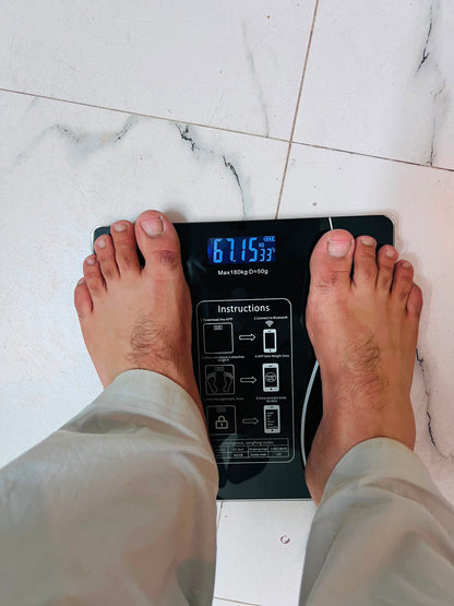 Imported Healthy Weight Digital Scale – 180KG Capacity, Tempered Glass, LCD Display & Mobile App