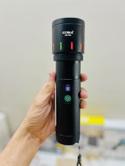 COBA CB-7703 600W LED Flashlight – 3000M Long-Range Aluminium Alloy Torch with 3-Color RGB Side Light