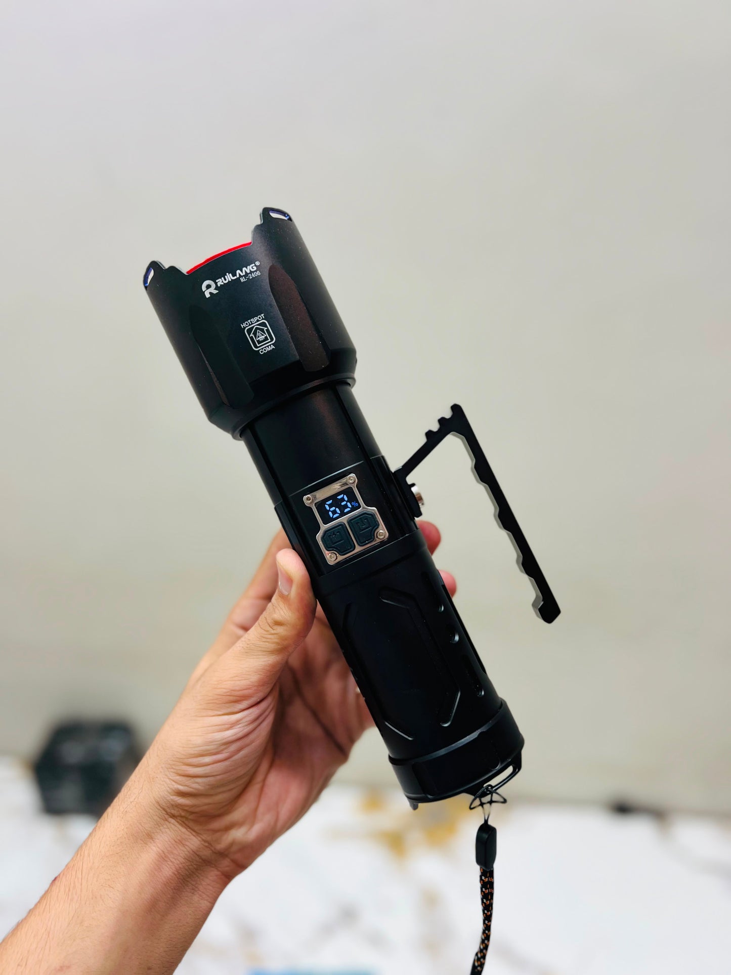 Ruilang RL-2406 Multifunction LED Flashlight with Digital Display | 18650 X4 Lithium Battery