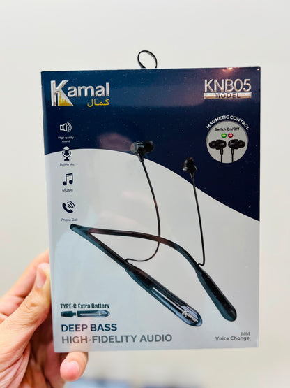 KAMAL KNB05 Magnetic Control Wireless Neckband – Deep Bass, Built-in Mic, Type-C & Up to 38 Hours Music