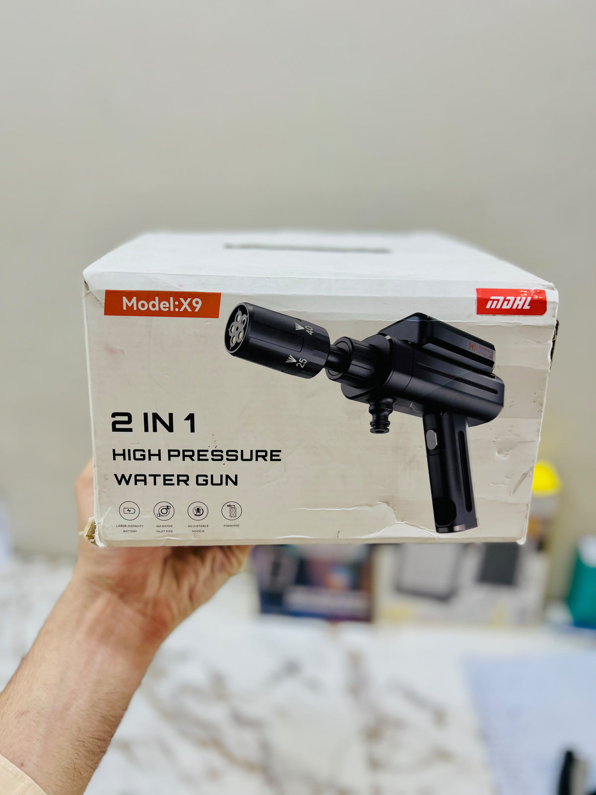 MDHL Imported X9 2-in-1 High Pressure Water Gun – Cordless Washer with Large-Capacity Lithium Battery, 5M Water Pipe & Foam Pot