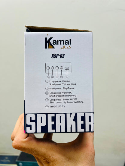 Kamal Portable Speaker KSP-02 – 360° Rotating Powerful Sound with LED Light