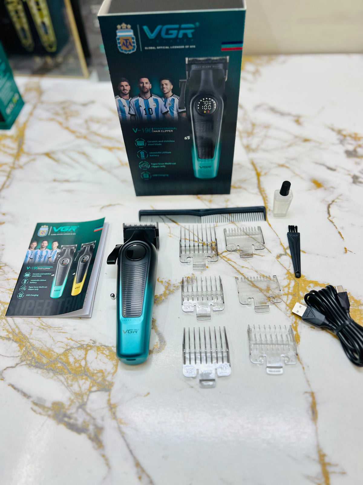 VGR Voyager V-196 Professional Hair Clipper – Ceramic & Stainless Steel Blade, 2000mAh Battery, 7000 RPM|🇦🇷ARGENTINA LOT