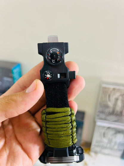 Russian G-3 Yuzex 6-in-1 Outdoor Survival Paracord Watch – Waterproof Military Survival Bracelet with Compass, Fire Starter & Whistle