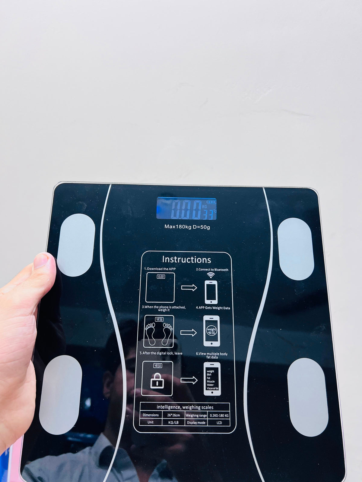 Imported Healthy Weight Digital Scale – 180KG Capacity, Tempered Glass, LCD Display & Mobile App