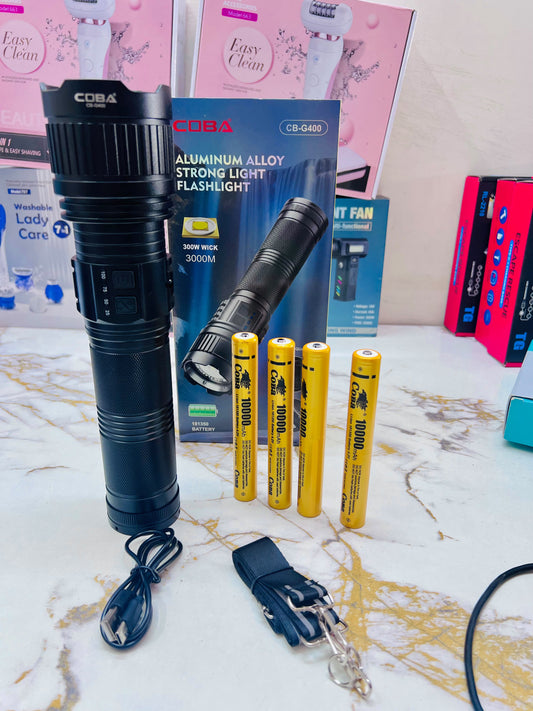 COBA CB-G400 Flashlight – 3000M Long Range Powerful LED Torch with Lithium Battery
