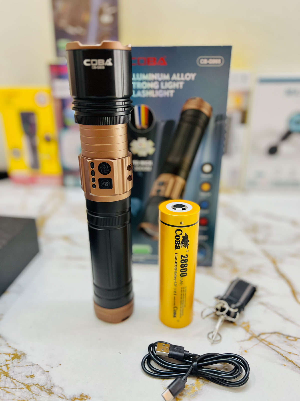 COBA CB-G908 Aluminium Alloy Strong Flashlight – Up to 3000M Long-Range Beam