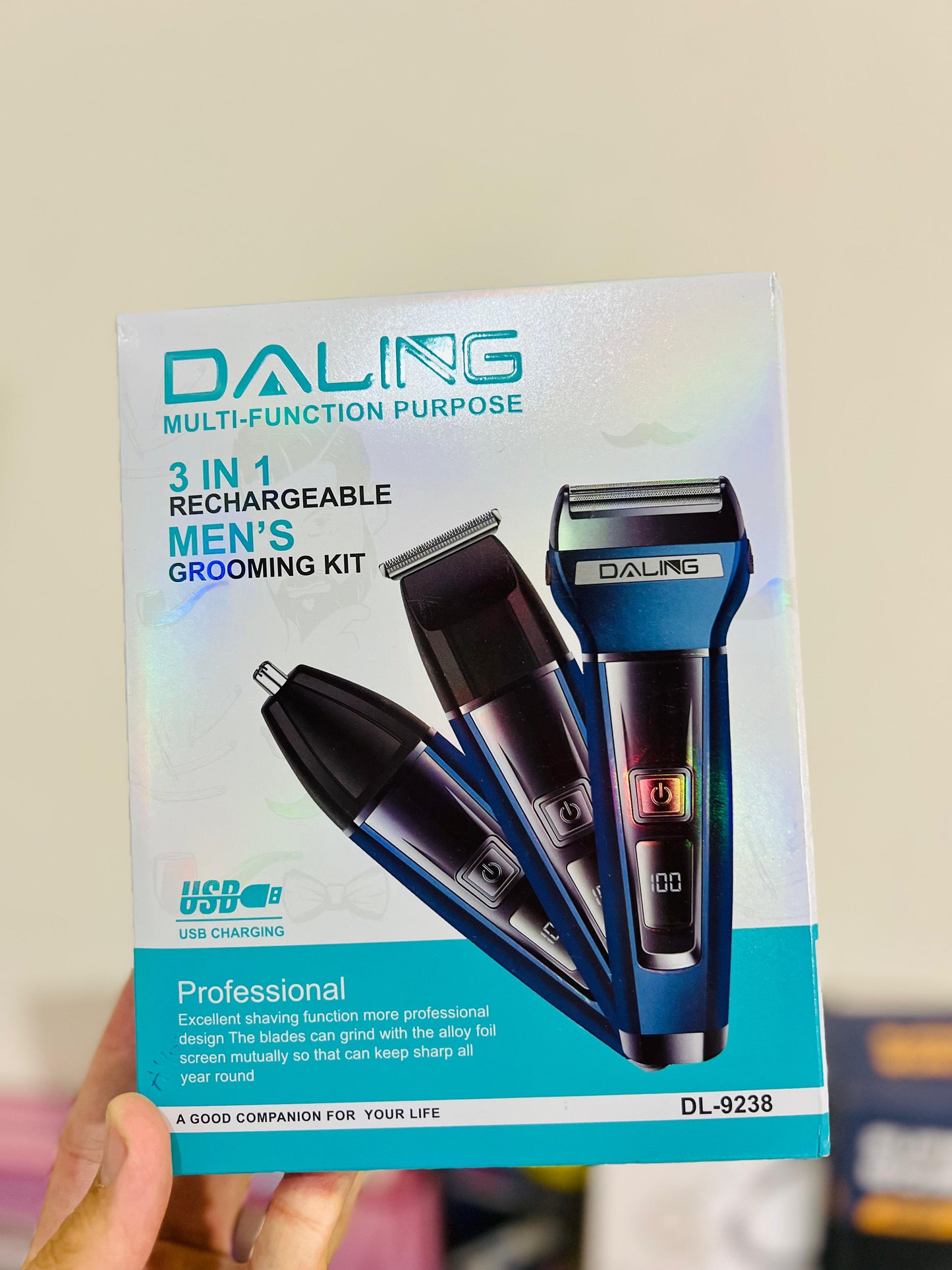 DALING 3-in-1 Professional Grooming Kit  9238 – Shaver, Nose Hair Cutter & Precision Trimmer for Men