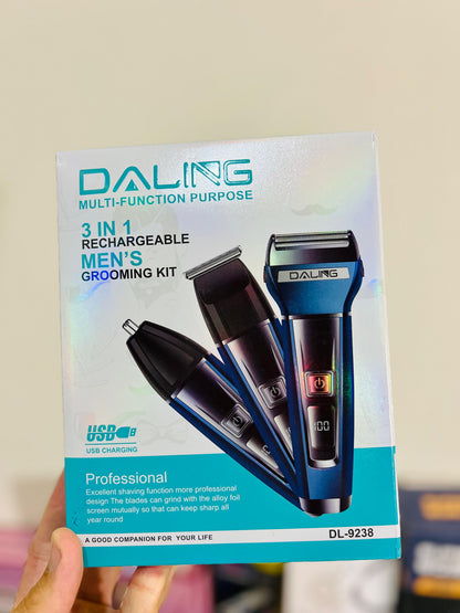 DALING 3-in-1 Professional Grooming Kit  9238 – Shaver, Nose Hair Cutter & Precision Trimmer for Men